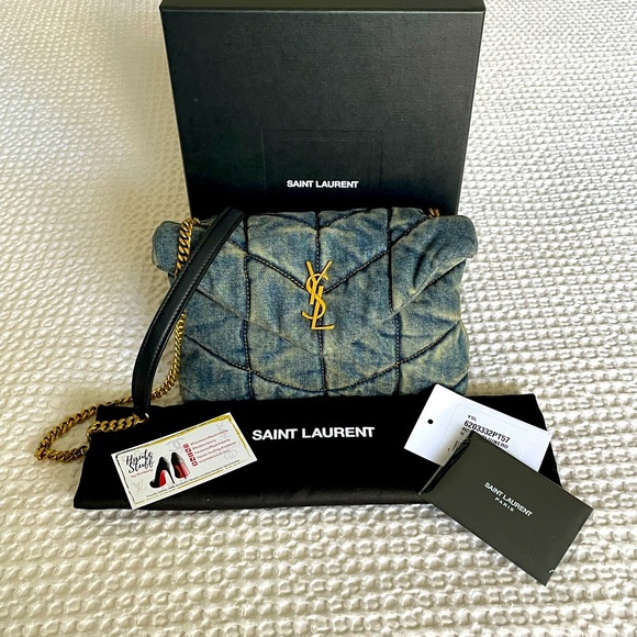 SOLD YSL Toy LOULOU Denim Puffer Matelasé Crossbody Bag - Picture 2 of 13